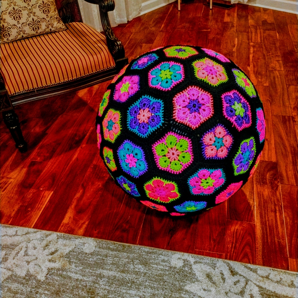 Colorful Crochet Ball with Floral Patterns
